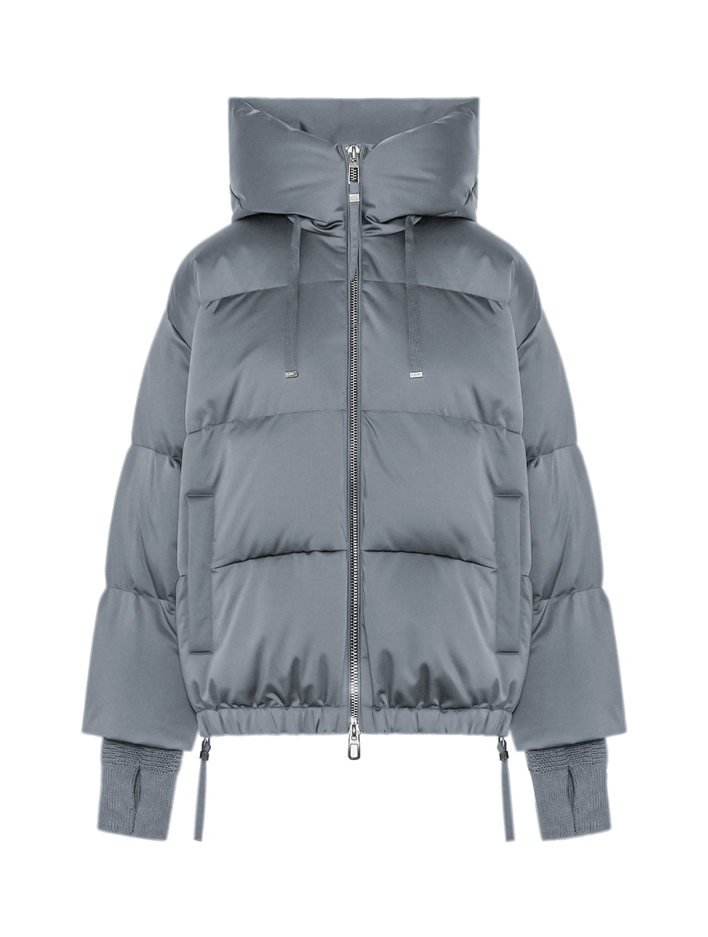 HEKA D-HOODED SHORT DOWN JACKET IN TECHNICAL SATIN WITH MITTENS