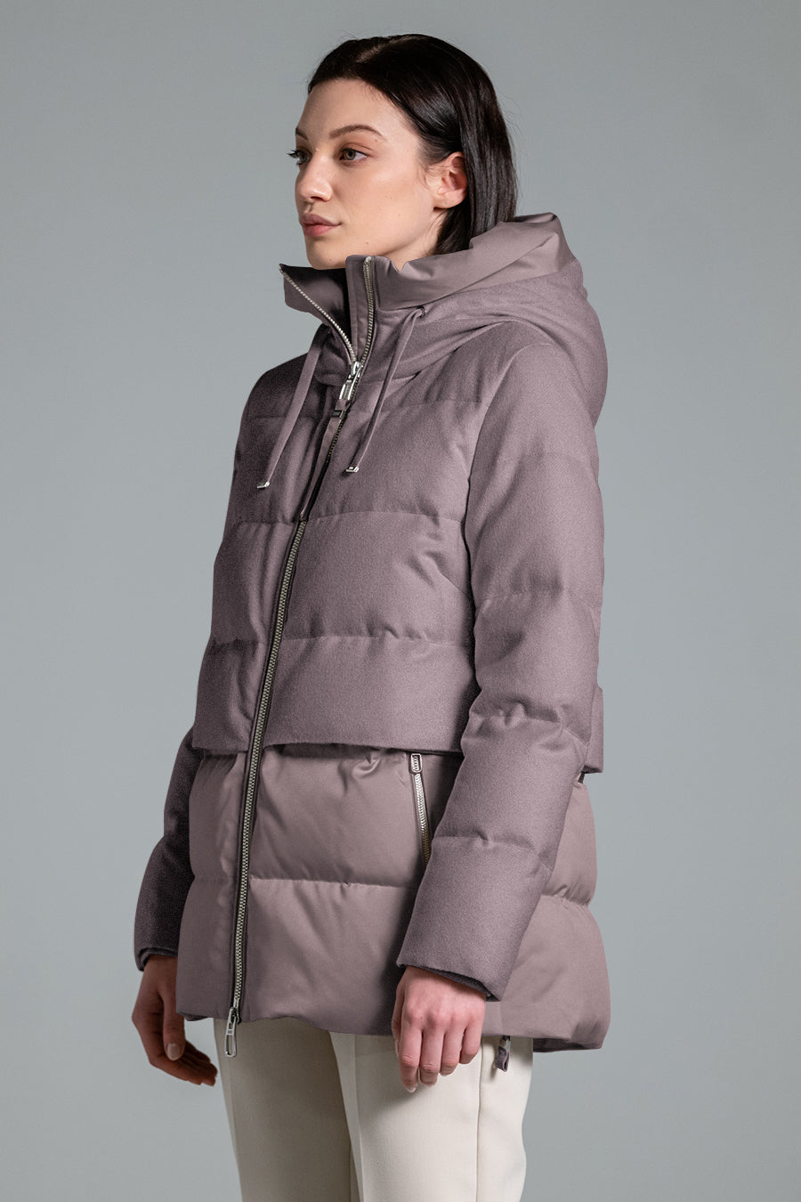 【人気商品】 TECHNICAL IN PARKA PADDED DOWN KEIKO-SHORT WOOL SATIN AND ジャケット・アウター